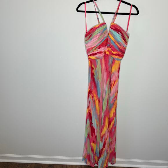 NWT Aqua Formal Multi Color Pleated Gown Size 6 - Picture 3 of 13